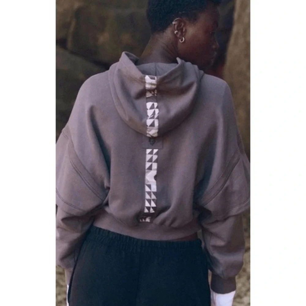 Free People Movement Snow Flow Hoodie Logo Geo Stripe Driftwood Combo XS NWT
